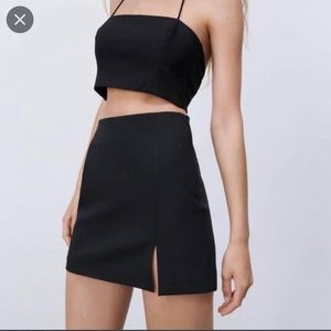 NWT Zara black mini skirt with slit